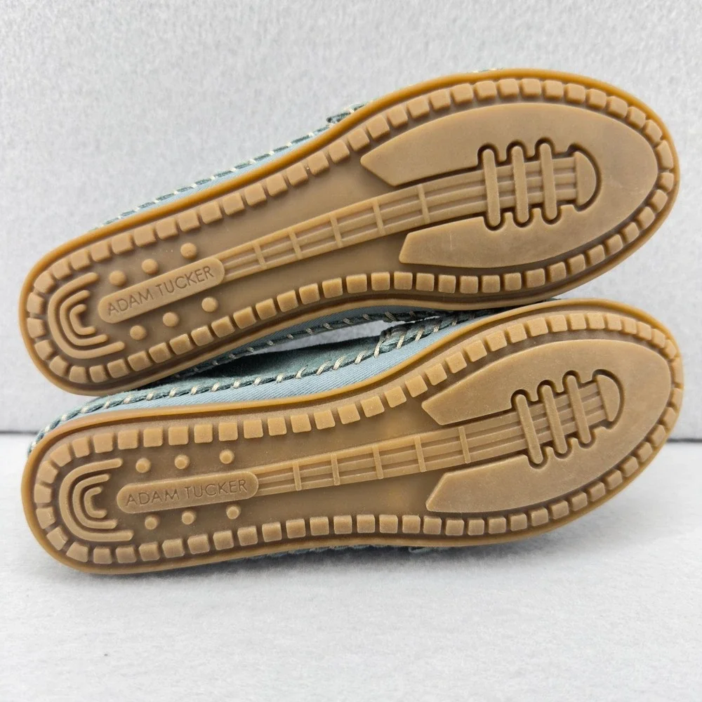 Adam Tucker Me Too‎ Lanna Leather Upper Woven Slip On Loafers Blue Green Shoes 6
